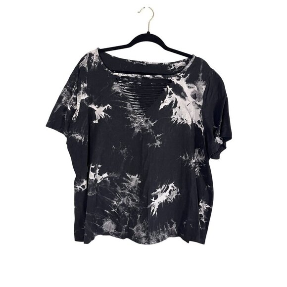 Bloomchic Tie Dye Top 22 Black Active Sporty Neutral Goth Punk Retro 80s Chic - Picture 1 of 10